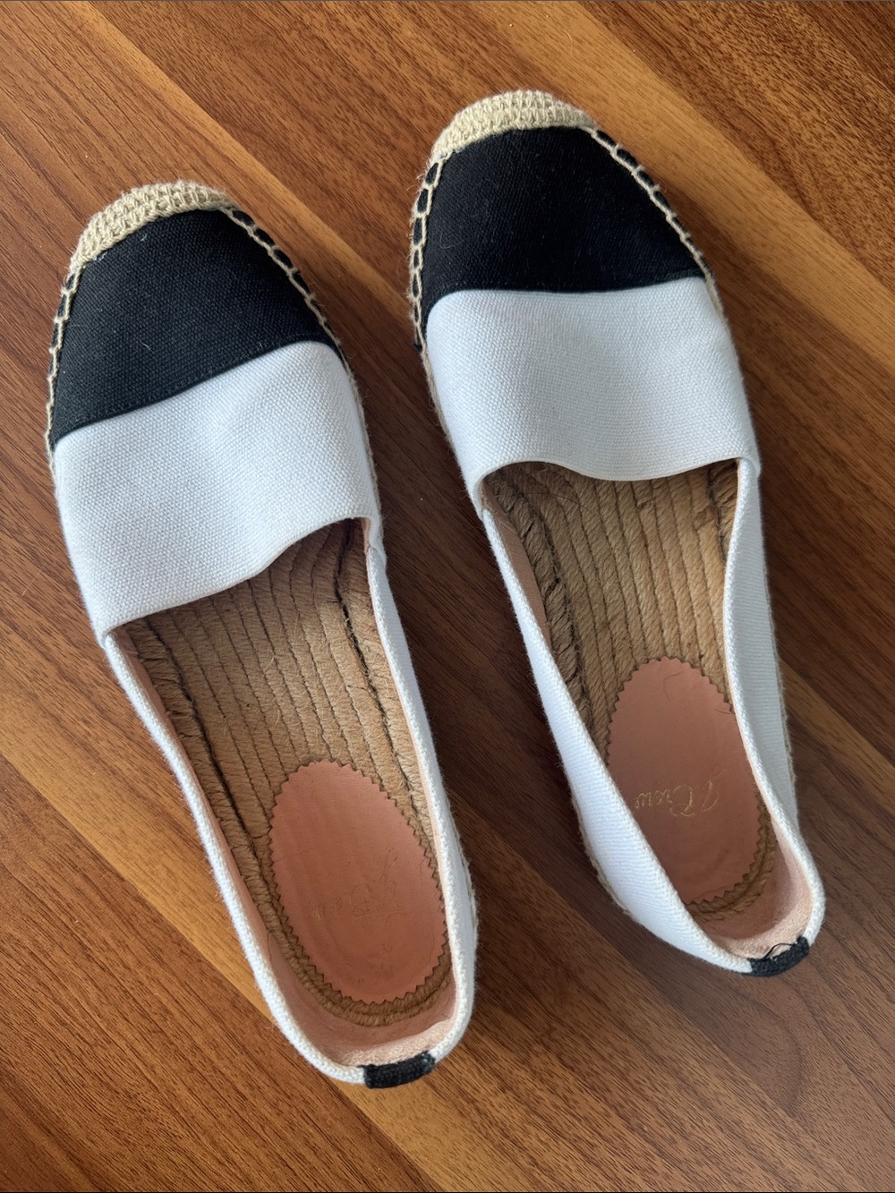 J. Crew Black and White Canvas Espadrille Flats